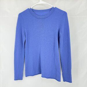 J Crew Women XS Cashmere Sweater Long Sleeve Round Neck Periwinkle Blue Luxury